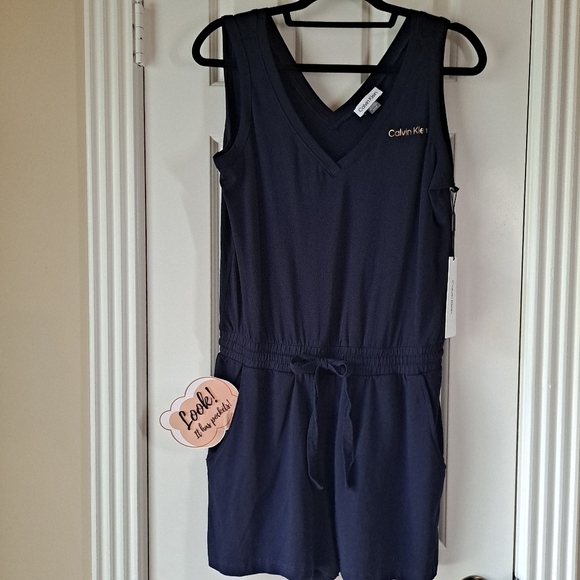Calvin Klein Pants - Calvin Klein Size Small Navy Blue Sleeveless Romper NWT